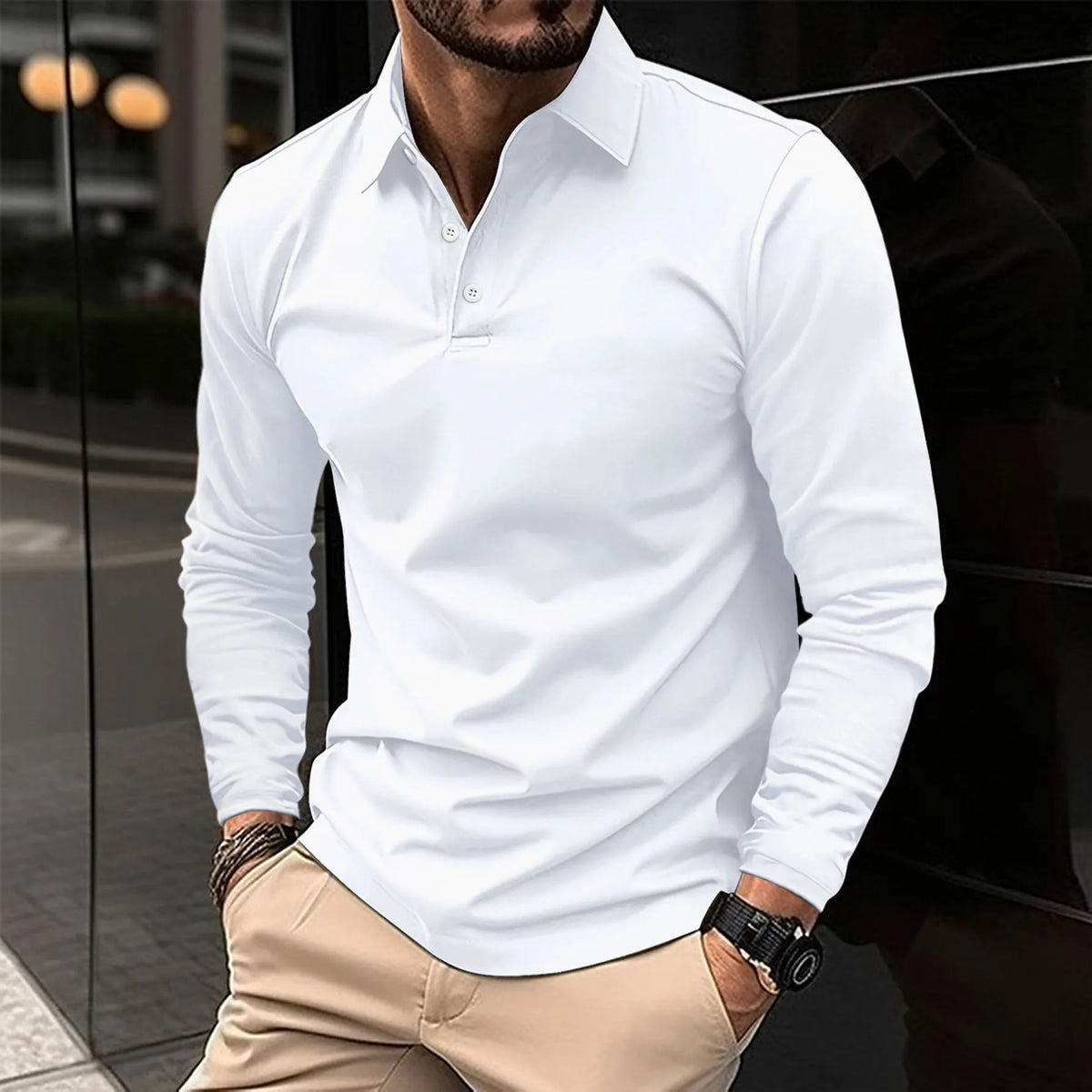 Luca | Men's Classic Long-Sleeve Polo Shirt — Relaxed Fit